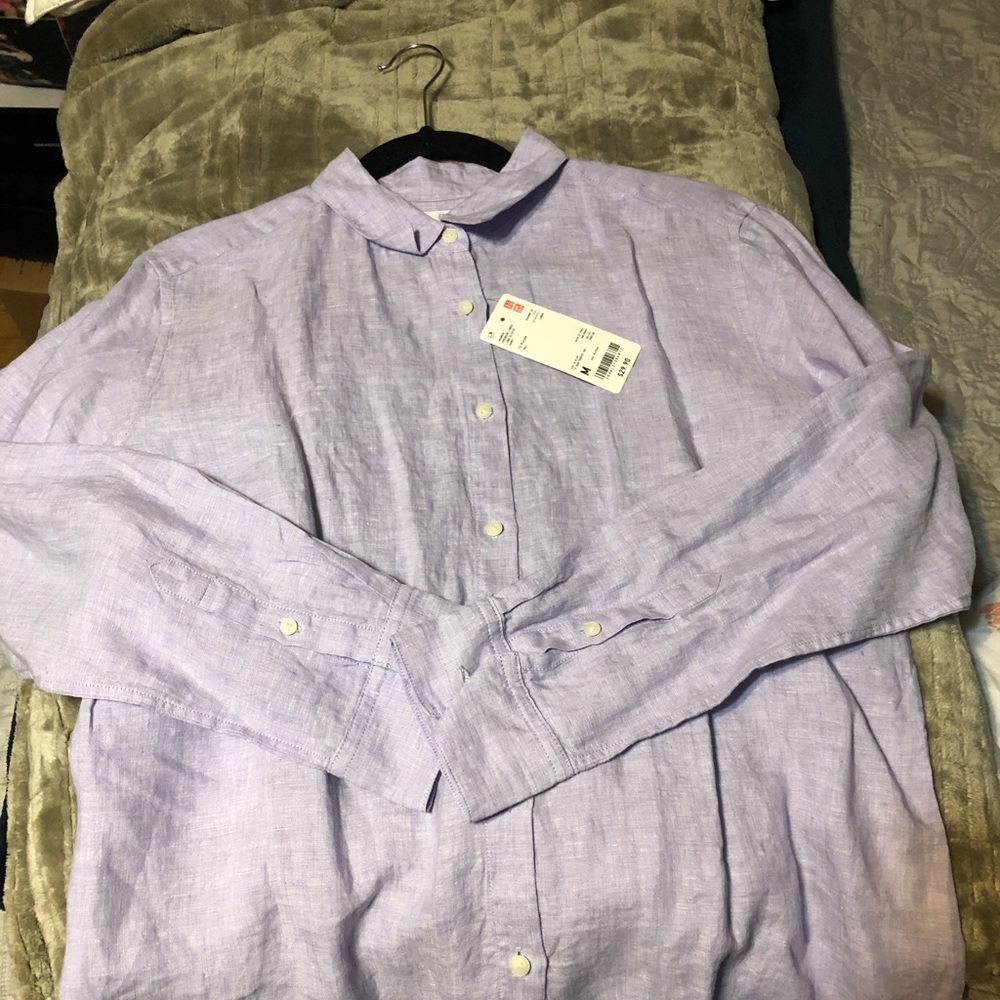 NWT UNIQLO Linen Long Sleeve Top